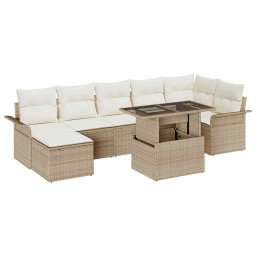 vidaXL Kerti Kanapé Szett 8 db Bézs [Műanyag]: Poly Rattan