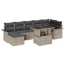 vidaXL Kerti Kanapé Szett 8 db Világosszürke [Műanyag]: Poly Rattan