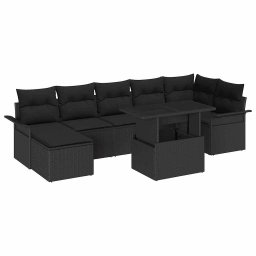 vidaXL Kerti Kanapé Szett 8 db Fekete [Műanyag]: Poly Rattan