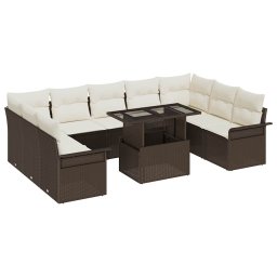 vidaXL Kerti Kanapé Szett 10 db Barna Poly Rattan