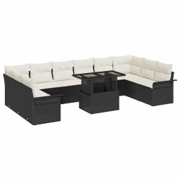 vidaXL Kerti Kanapé Szett 11 db Fekete Poly Rattan