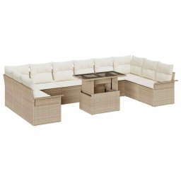 vidaXL Kerti Kanapé Szett 11 db Bézs Poly Rattan