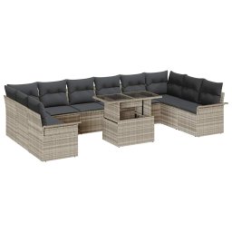 vidaXL Kerti Kanapé Szett 11 db Világosszürke Poly Rattan