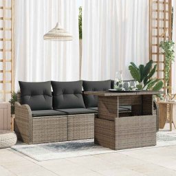 vidaXL Kerti Kanapé Szett 5 db 4-Ülőhelyek száma Szürke Poly Rattan