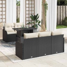 vidaXL Kerti Kanapé Szett 6 db Fekete Poly Rattan