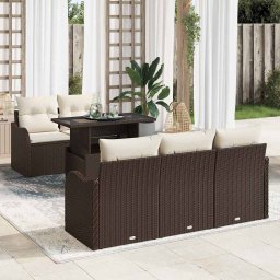 vidaXL Kerti Kanapé Szett 6 db Barna Poly Rattan