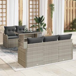 vidaXL Kerti Kanapé Szett 6 db Világosszürke Poly Rattan