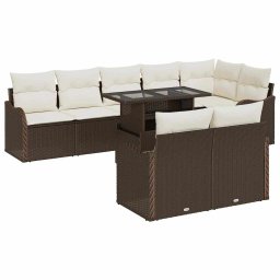 vidaXL Kerti Kanapé Szett 9 db Barna Poly Rattan