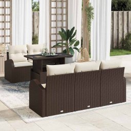 vidaXL Kerti Kanapé Szett 6 db Barna Poly Rattan