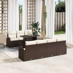 vidaXL Kerti Kanapé Szett 8 db Barna Poly Rattan