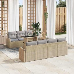 vidaXL Kerti Kanapé Szett 8 db Bézs Poly Rattan