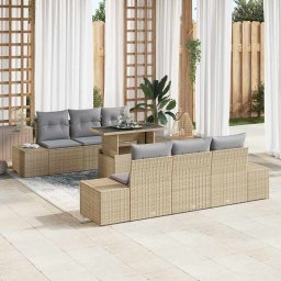 vidaXL Kerti Kanapé Szett párnával 7 pcs Beige és Világosszürke