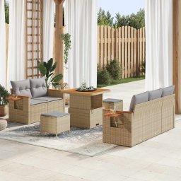 vidaXL Kerti Kanapé Szett 8 pcs Bézs polirattan