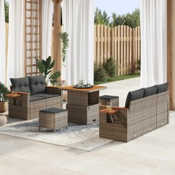 vidaXL Kerti Kanapé Szett 8 pcs Szürke polirattan