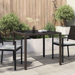 vidaXL Kerti Asztal Barna 90 x 90 x 75 cm polirattan