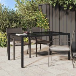 vidaXL Kerti Asztal Fekete 150 x 90 x 75 cm polirattan