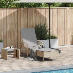 vidaXL Napozó Beige és Világosszürke 200 x 55 x 92 cm polirattan