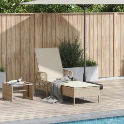 vidaXL Napozó Beige és Krémszínű 200 x 55 x 92 cm polirattan