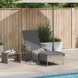 vidaXL Napozó Világosszürke és Sötétszürke 200 x 55 x 92 cm polirattan