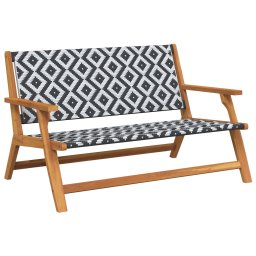 vidaXL Kerti bútor Fekete és Fehér 122 x 78 x 73 cm Tömör Akácfa
