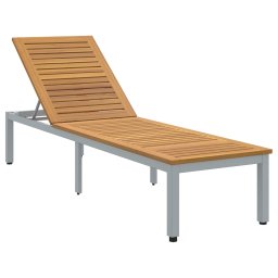 vidaXL Napozóágy Szürke 200 x 55 x 35 cm Tömör Akácfa