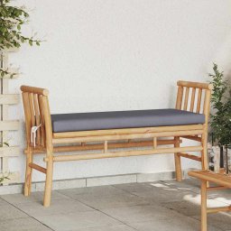 vidaXL Kerti pad párnával Barna 110 x 38 x 65cm bambusz