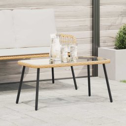 vidaXL Dohányzóasztal Barna és fekete 90 x 45 x 43 cm polirattan
