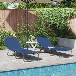 vidaXL Összecsukható nyugágy 2 pcs Kék 56 x 189 x 87cm szövet