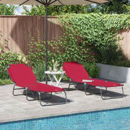 vidaXL Összecsukható nyugágy 2 pcs Piros 56 x 189 x 87cm szövet
