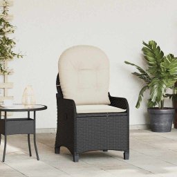 vidaXL Fotel ágy párnával Fekete 56 x 66 x 95 cm polirattan