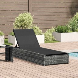 vidaXL Napozó Szürke 200.5 x 70 x 75 cm polirattan
