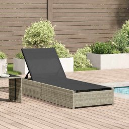 vidaXL Napozó Bézs 200.5 x 70 x 75 cm polirattan