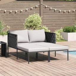 vidaXL Napozóágy párnával Antracit 153 x 115 x 69.5 cm Porszórt acél