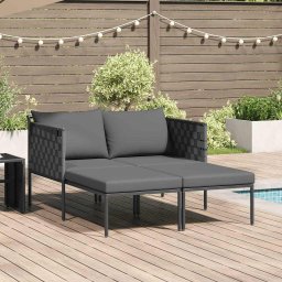 vidaXL Napozóágy párnával Antracit 153 x 115 x 69.5 cm Porszórt acél