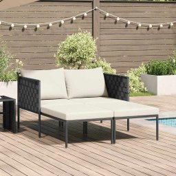 vidaXL Napozóágy párnával Antracit 153 x 115 x 69.5 cm Porszórt acél