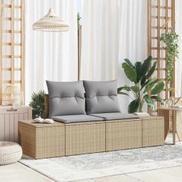 vidaXL Kerti kanapé párnával Bézs 184 x 62 x 69 cm polirattan