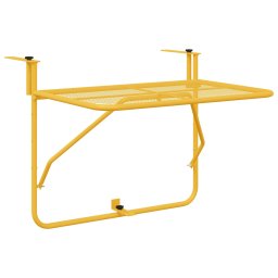 vidaXL Függő erkélyasztal Mustár 60 x 39 x 65 cm Acél
