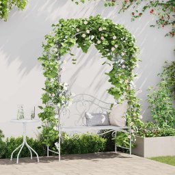 vidaXL Kerti pad Antik fehér 121 x 48 x 200 cm Acél