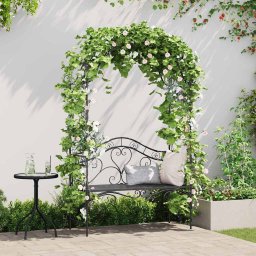 vidaXL Kerti pad Fekete 121 x 48 x 200 cm Acél