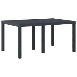 vidaXL Kerti Asztal Antracit 150 x 100 x 73 cm polirattan