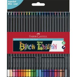 Színes ceruza készlet, háromszögletű, FABER-CASTELL "Black Edition", 24 különböző szín
