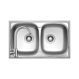 506000+SAP4-A090 - StrongSinks S1 Welland rozsdamentes mosogató szatén 780x480 mm + ZEGOR rozsdamentes íves csaptelep szett