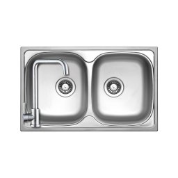 506000+SAP4-B090 - StrongSinks S1 Welland rozsdamentes mosogató szatén 780x480 mm + ZEGOR rozsdamentes szögletes csaptelep szett