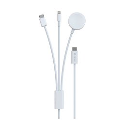 DEVIA töltőkábel 3in1 (Type-C - lightning/Type-C, Apple Watch töltő, 7.5W, wireless, 120cm) FEHÉR