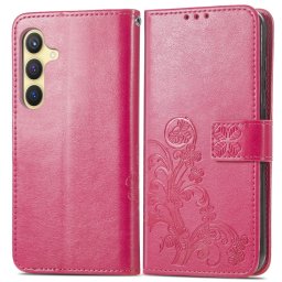 ART FLOWER S Pénztárcahuzat Samsung Galaxy S24 Plus 5G készülékhez sötét rózsaszín