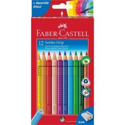 FABER-CASTELL Színes ceruza készlet, háromszögletű, FABER-CASTELL "Jumbo Grip", 12 különböző szín