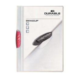 DURABLE Gyorsfűző, klipes, A4, DURABLE "Swingclip(R) 30", bíbor