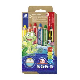 STAEDTLER Színes ceruza készlet, grafitceruzával, hegyezővel, jumbo, STAEDTLER "Noris(R) junior 140", 5+1 szín