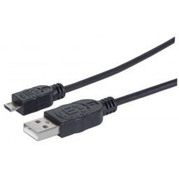 MANHATTAN USB 2.0 A Male / Micro-B Male kábel, 1,8m, fekete
