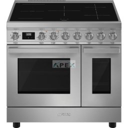 SMEG SZABADONÁLLÓ TŰZHELY, Portofino design, 90 cm, 2 sütőtér, indukciós főzőlap, inox